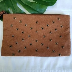 NWOT • Faux Suede Zip Clutch